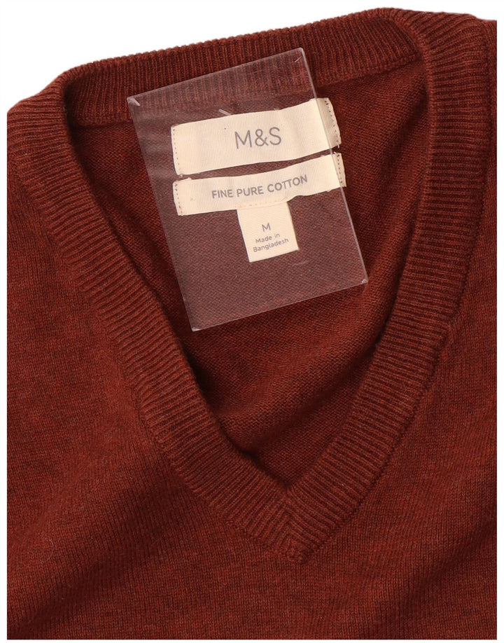 Marks & Spencer Ανδρικό πουλόβερ με λαιμόκοψη σε μεσαίο βαμβακερό χρώμα