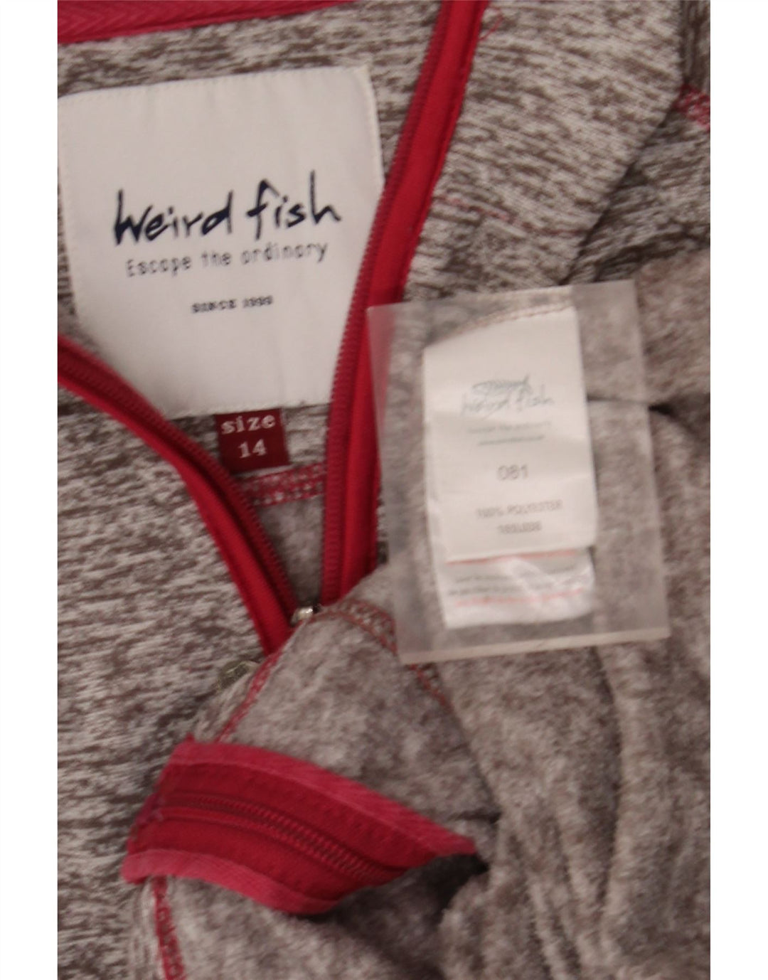 WEIRD FISH Γυναικείο πουλόβερ με κουκούλα με φερμουάρ UK 14 Large Grey Flecked Polyester