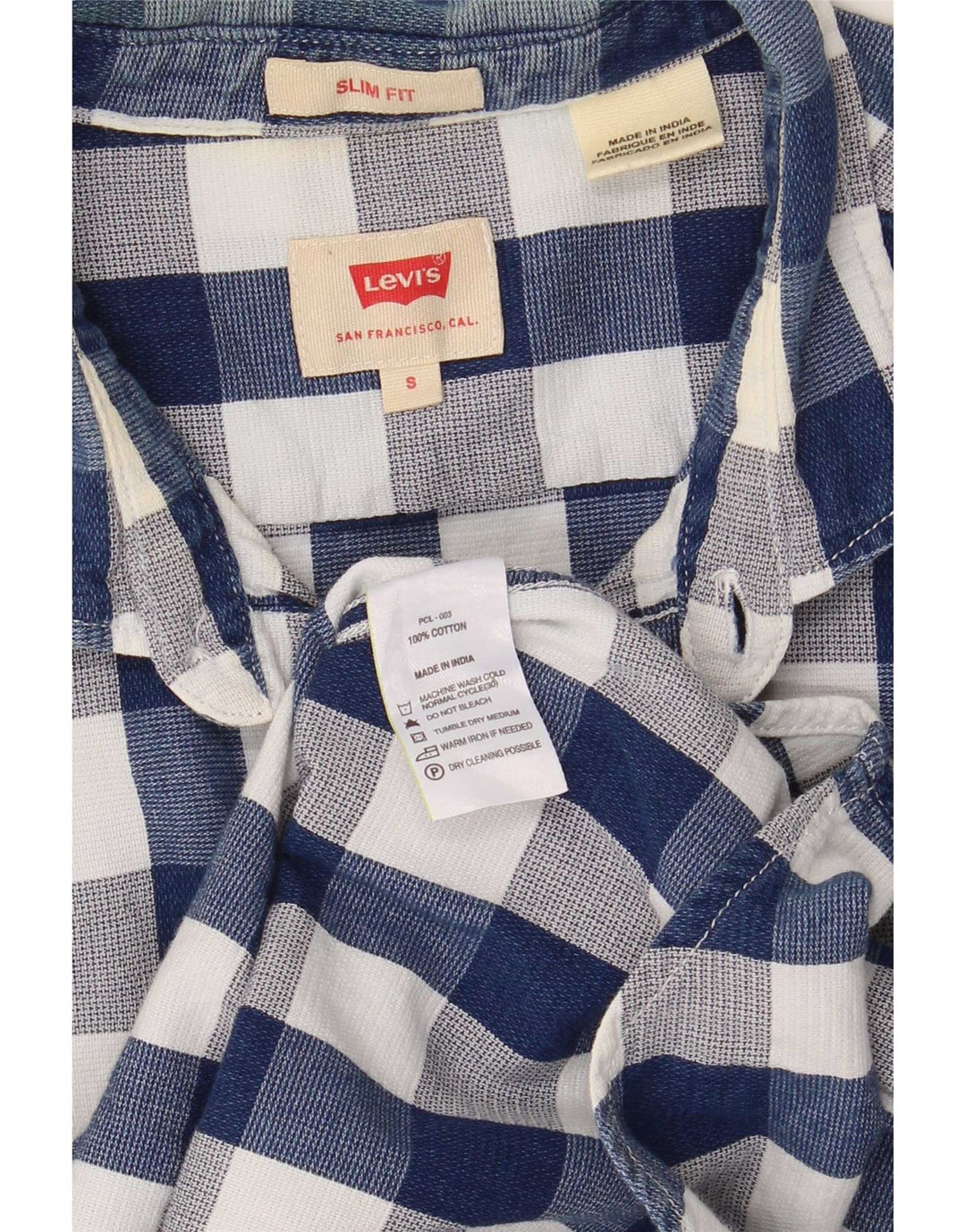 Ανδρικό πουκάμισο Levi's Slim Fit Small Navy Blue Gingham Cotton