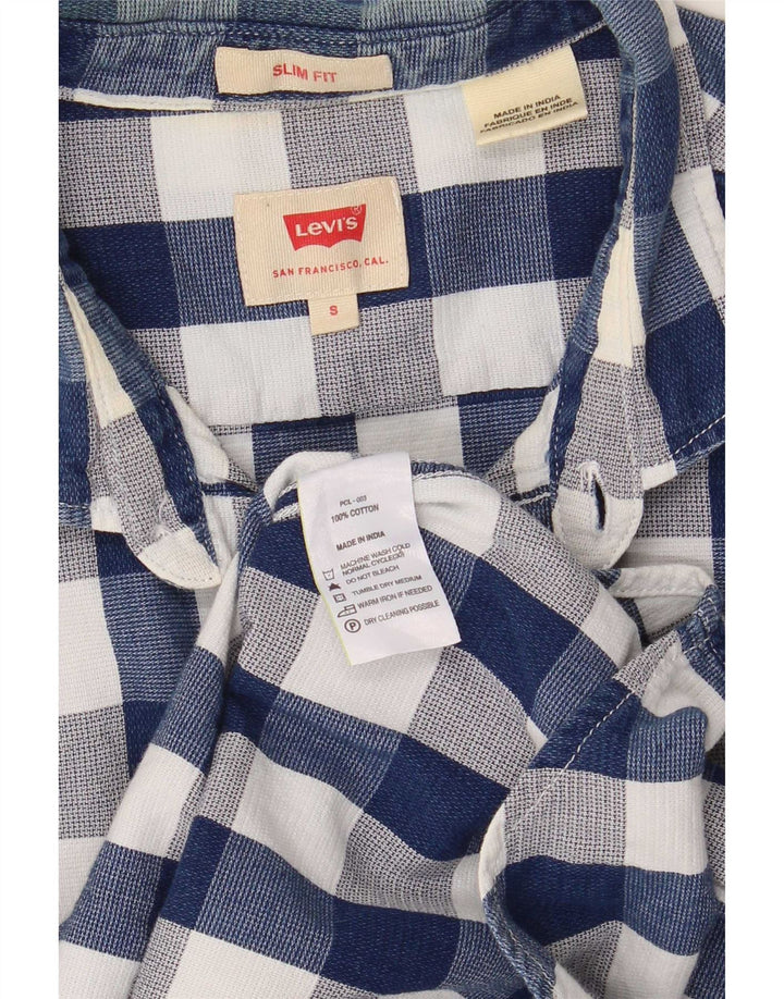 Ανδρικό πουκάμισο Levi's Slim Fit Small Navy Blue Gingham Cotton