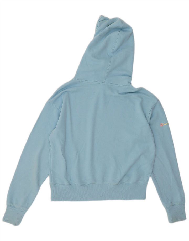 CHAMPION Γυναικεία Crop Oversized Graphic Hoodie Jumper UK 10 Small Blue