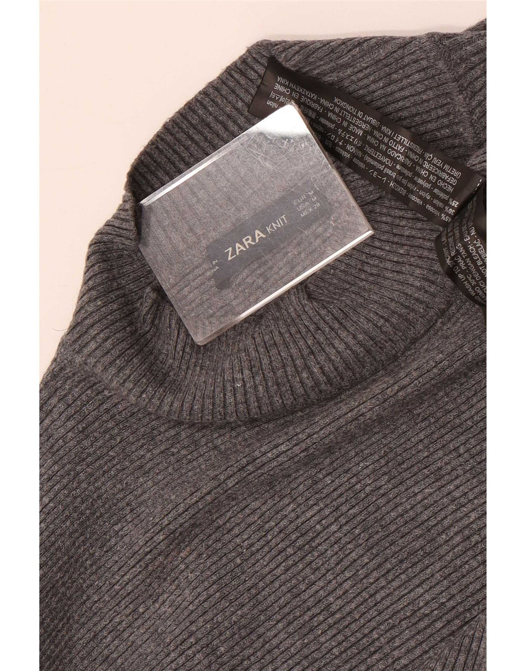 Γυναικείο Zara Batwing Crop πουλόβερ με λαιμόκοψη χελώνας UK 14 Medium Grey