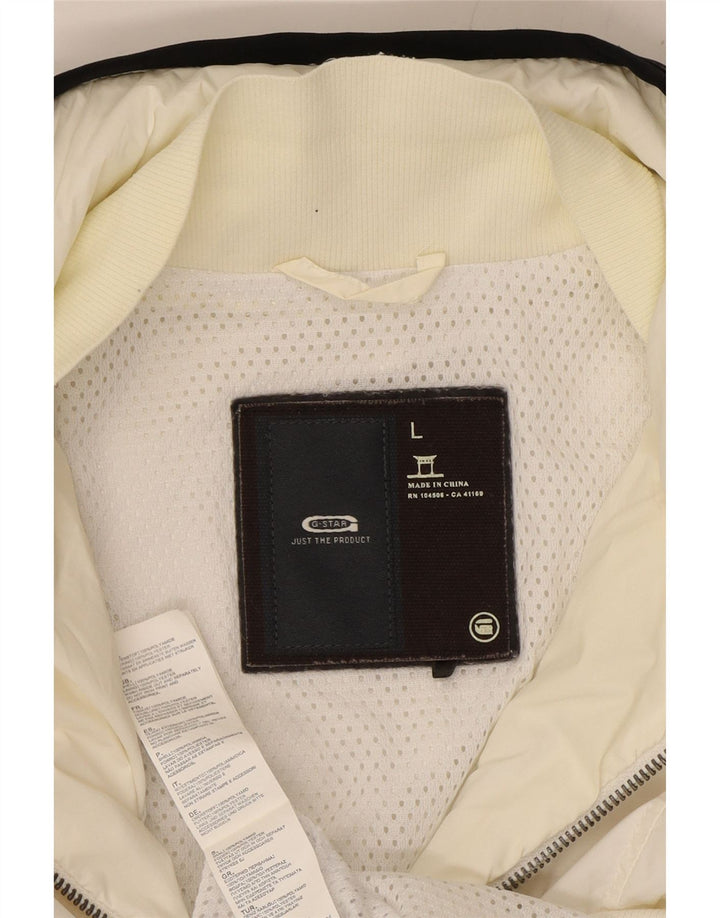 G-STAR Γυναικείο μπουφάν βροχής με κουκούλα UK 14 Large White Polyamide