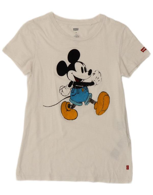 Γυναικείο γραφικό μπλουζάκι Levi's Mickey Mouse Top UK 6 XS Off White Βαμβακερό