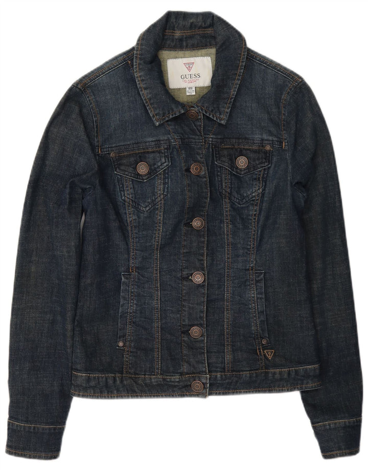 Guess Γυναικείο Τζιν Μπουφάν UK 8 Small Navy Blue Cotton
