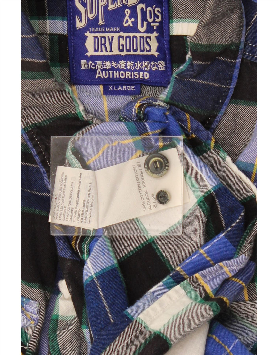 Ανδρικό φανελένιο πουκάμισο SUPERDRY XL Navy Blue Check Cotton
