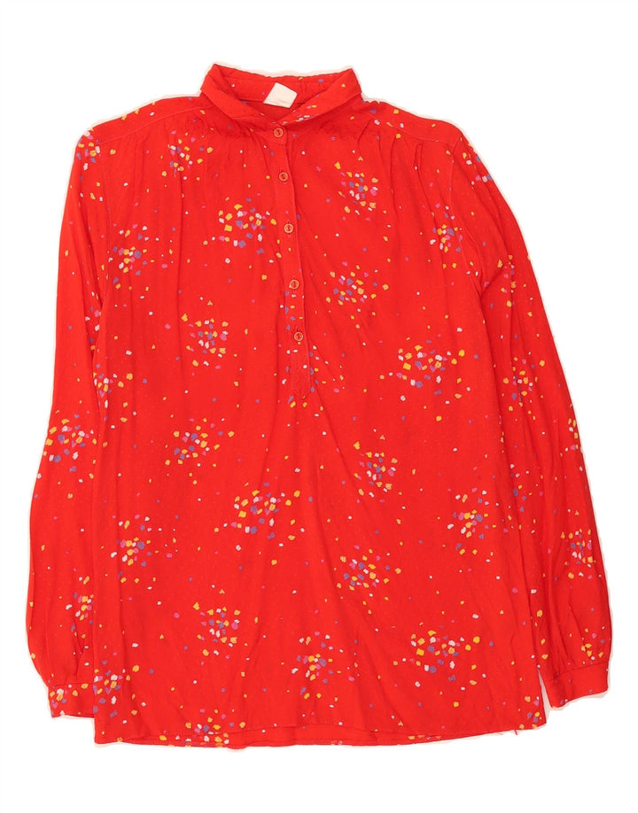 VINTAGE Womens Pullover Shirt UK 12 Medium Red Spotted Viscose Vintage Vintage and Second-Hand Vintage from Messina Hembry 