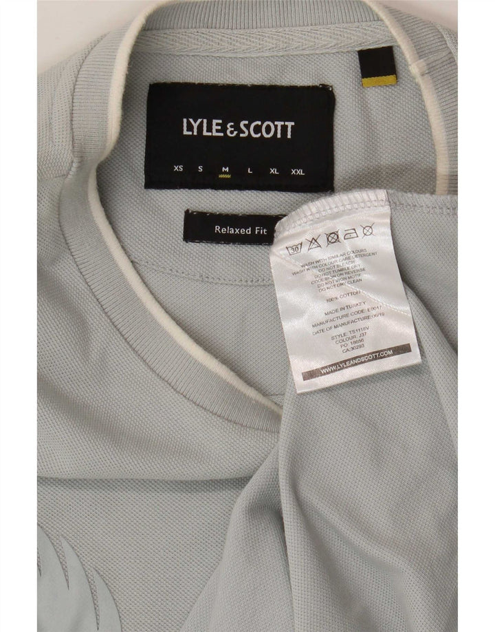 Lyle & Scott Ανδρικό γραφικό μπλουζάκι με γραφικό μπλουζάκι, μεσαίο μπλε βαμβακερό