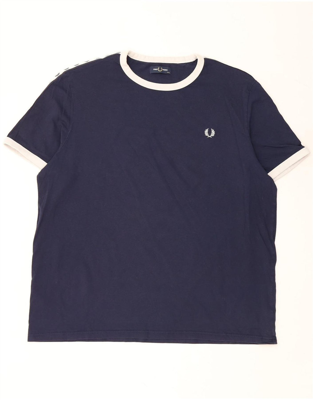 FRED PERRY Ανδρικό γραφικό T-shirt Top 3XL Navy Blue Colorblock Βαμβακερό