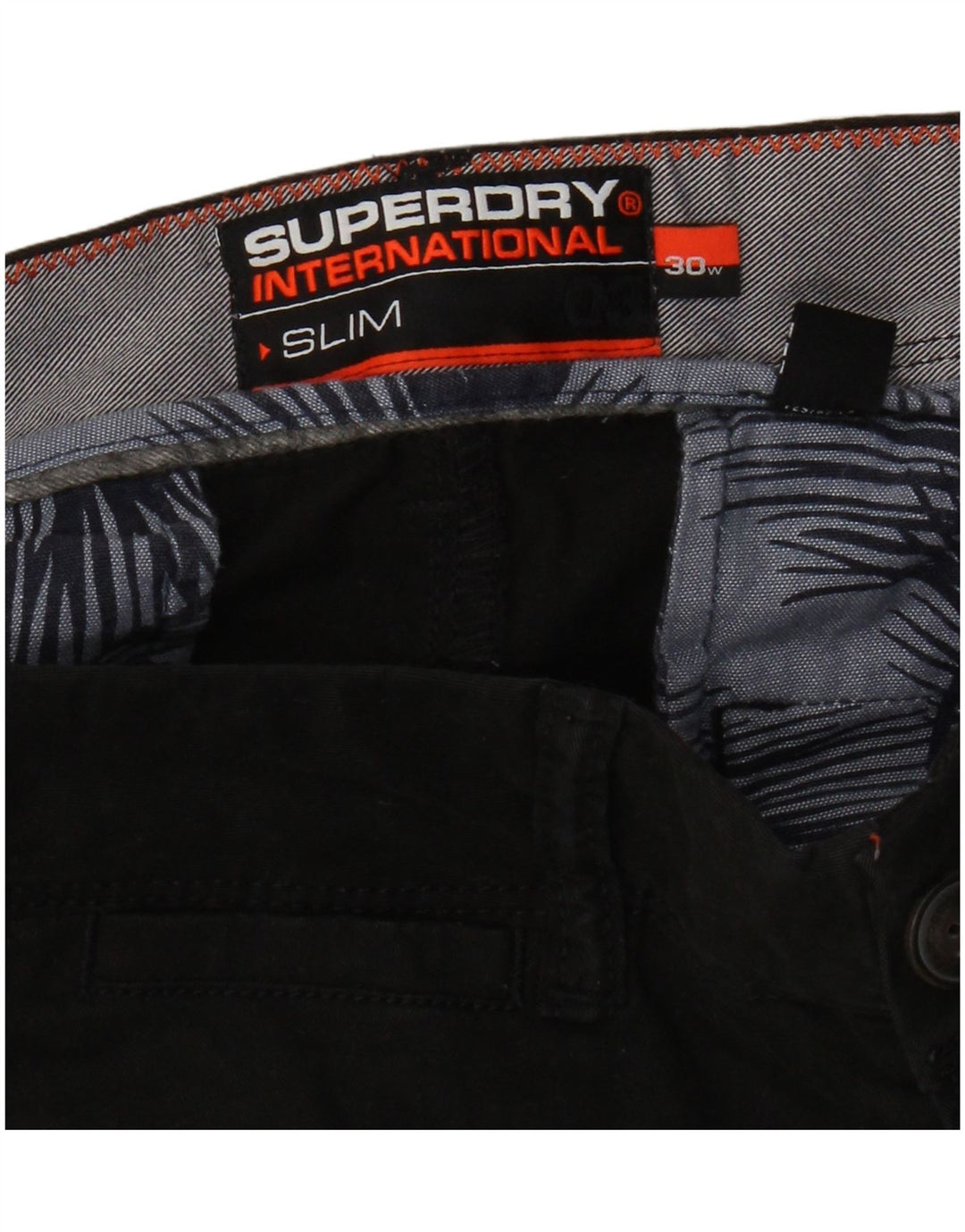 Ανδρικό Slim σορτς Chino Superdry W30, μεσαίο μαύρο βαμβακερό
