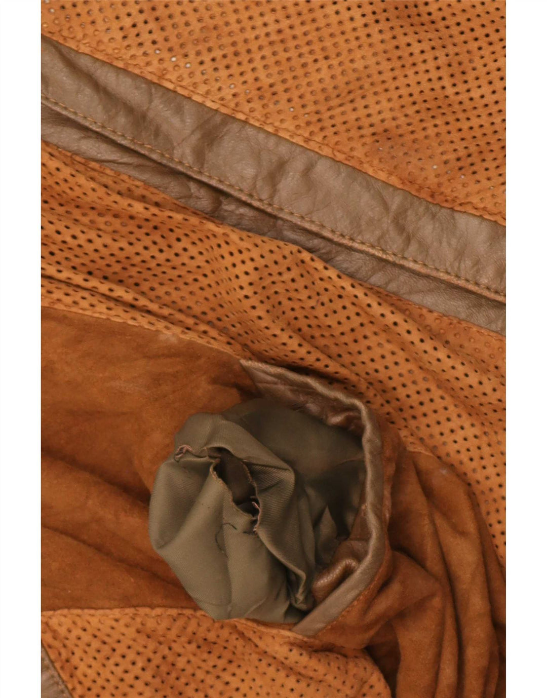 Vintage Ανδρικό Bomber Δερμάτινο Μπουφάν UK 38 Medium Brown Colourblock