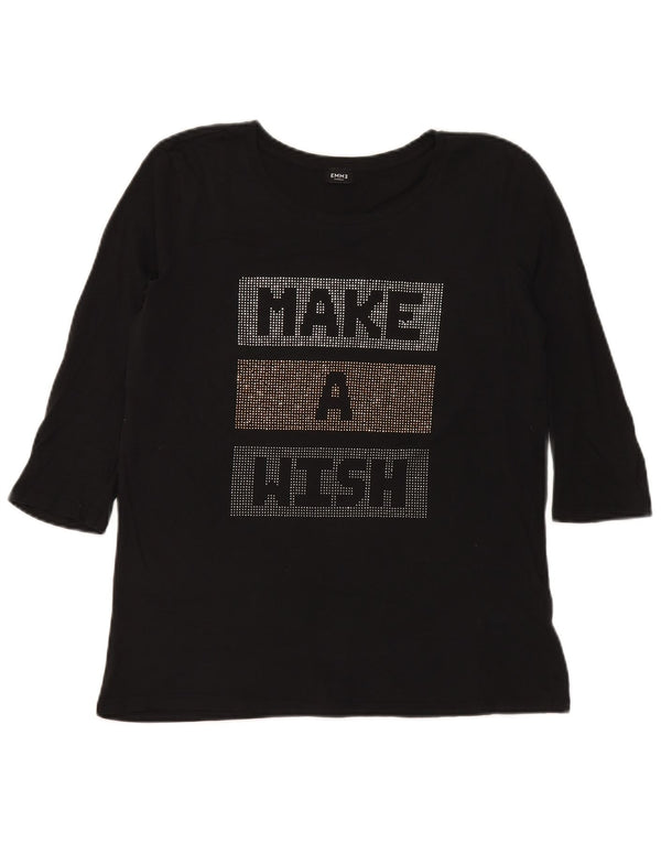 Marella Γυναικείο EMME Graphic Top 3/4 Sleeve UK 12 Medium Black