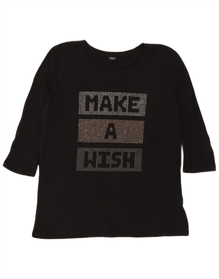 Marella Γυναικείο EMME Graphic Top 3/4 Sleeve UK 12 Medium Black
