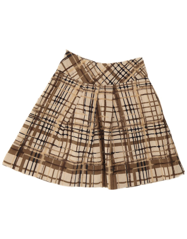 Sportmax γυναικεία πλισέ φούστα UK 10 Small W27 Brown καρό μετάξι