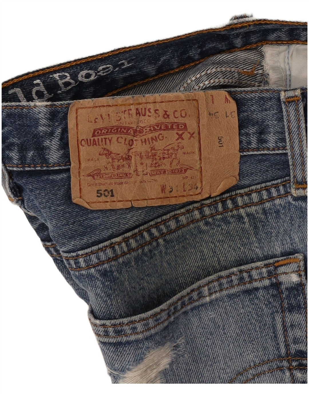 Levi's Womens 501 Distressed Denim Short W31 Medium Blue