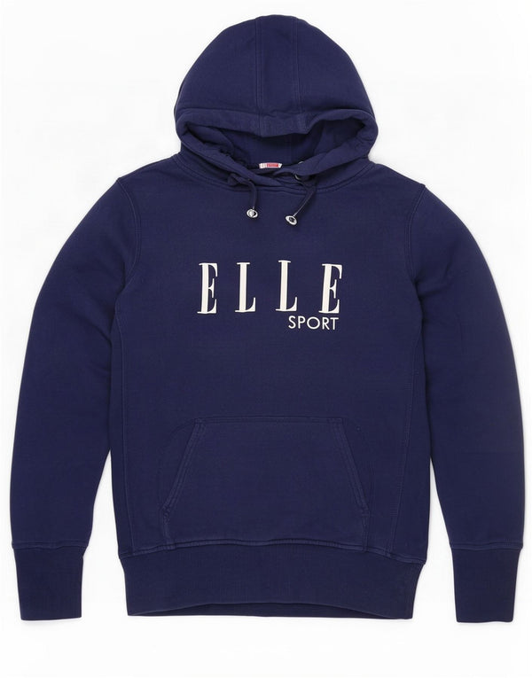 Elle Sport Γυναικείο γραφικό φούτερ με κουκούλα UK 14 Large Navy Blue από βαμβάκι