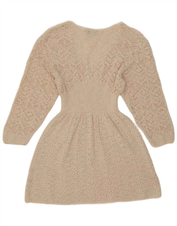 Zara Γυναικείο φόρεμα 3/4 με μανίκια UK 12 Medium White Polyester