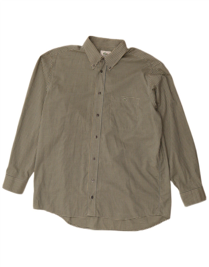Ανδρικό πουκάμισο Lacoste Νούμερο 42 Μεγάλο Χακί Gingham Cotton