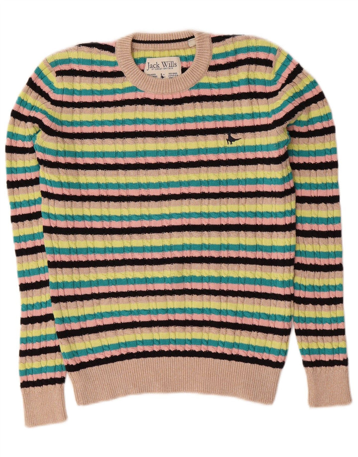 JACK WILLS Womens Crew Neck Jumper Sweater UK 8 Small Multicoloured