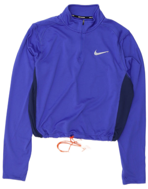Γυναικεία φούτερ Nike Dri Fit Crop Jumper UK 18 XL Blue Colourblock