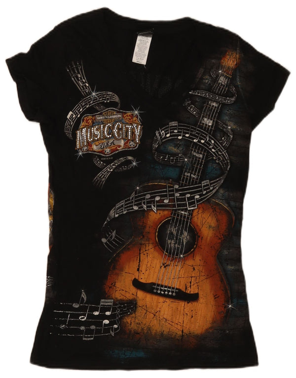 Harley Davidson Γυναικείο T-Shirt Nashville Graphic Top UK 10 Small Black