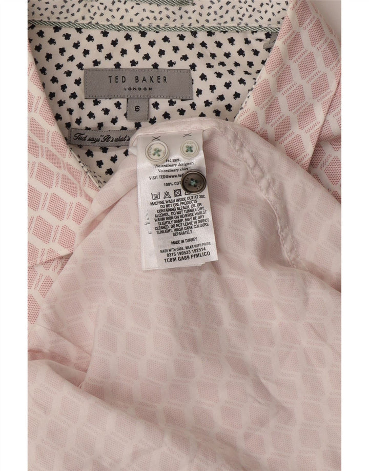 TED BAKER Ανδρικό πουκάμισο μέγεθος 6 2XL Ροζ γεωμετρικό βαμβάκι