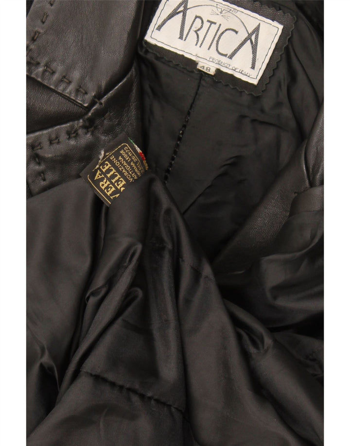 Vintage Γυναικείο Δερμάτινο Παλτό IT 48 XL Μαύρο Δερμάτινο
