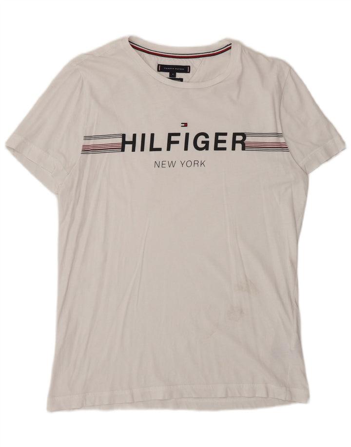 Ανδρικό γραφικό T-Shirt Tommy Hilfiger Top Μεσαίο λευκό βαμβακερό