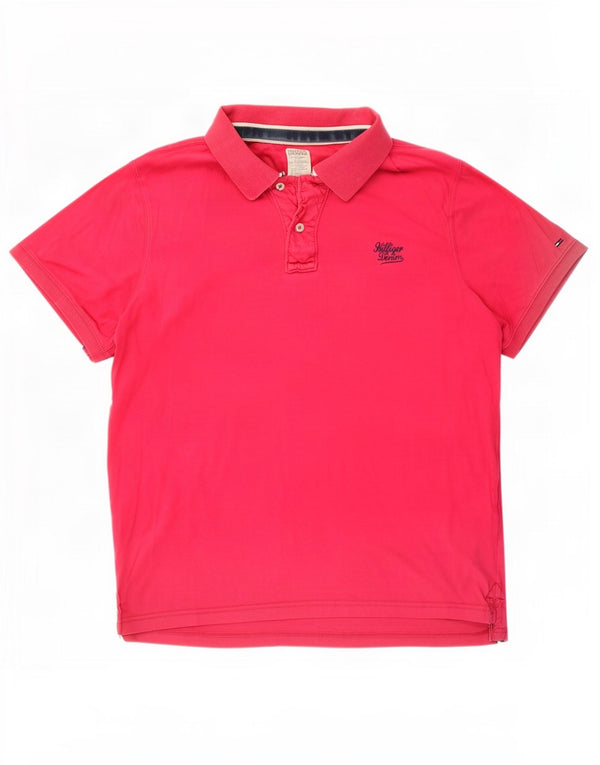 Tommy Hilfiger Ανδρικό Πόλο Μπλουζάκι 2XL Ροζ Βαμβακερό