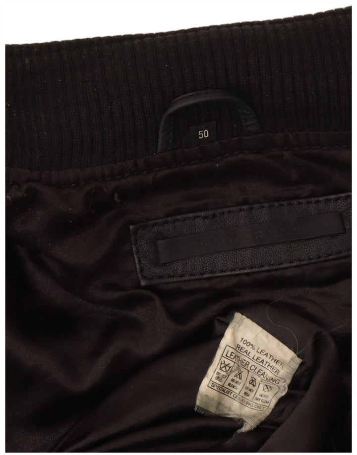 Vintage Ανδρικό Bomber Δερμάτινο Μπουφάν IT 50 Large Μαύρο Δερμάτινο