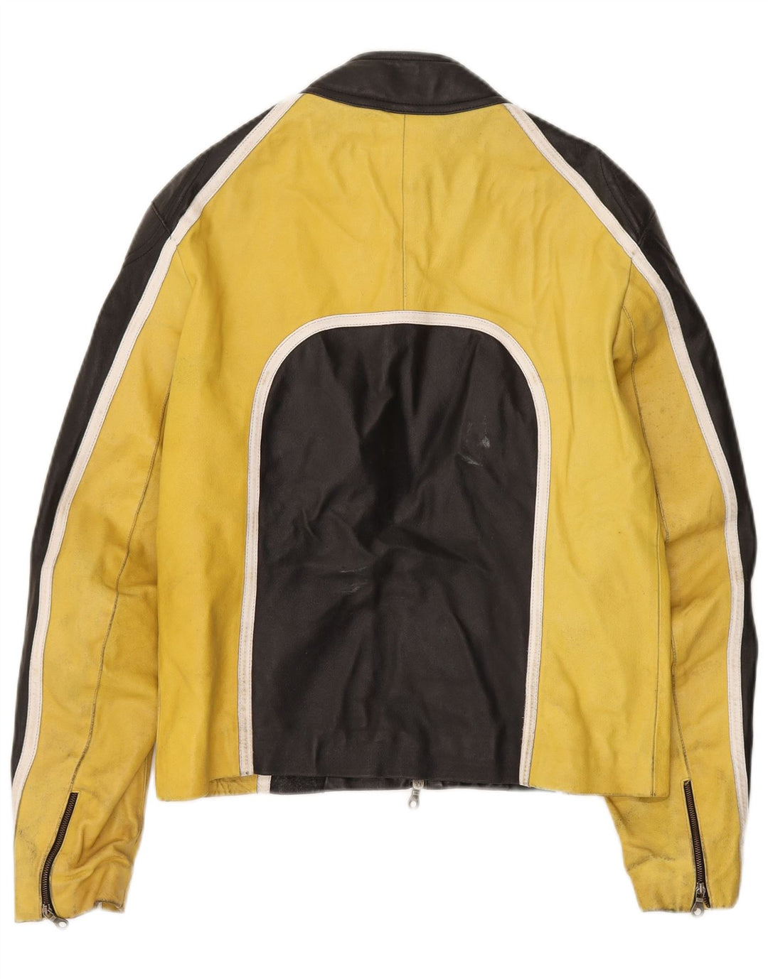 VINTAGE Ανδρικό Δερμάτινο Μπουφάν Racer IT 48 Medium Black Colourblock Leather
