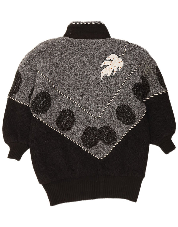 Γυναικείο πουλόβερ VINTAGE Ζακέτα UK 22 3XL Μαύρο Colourblock