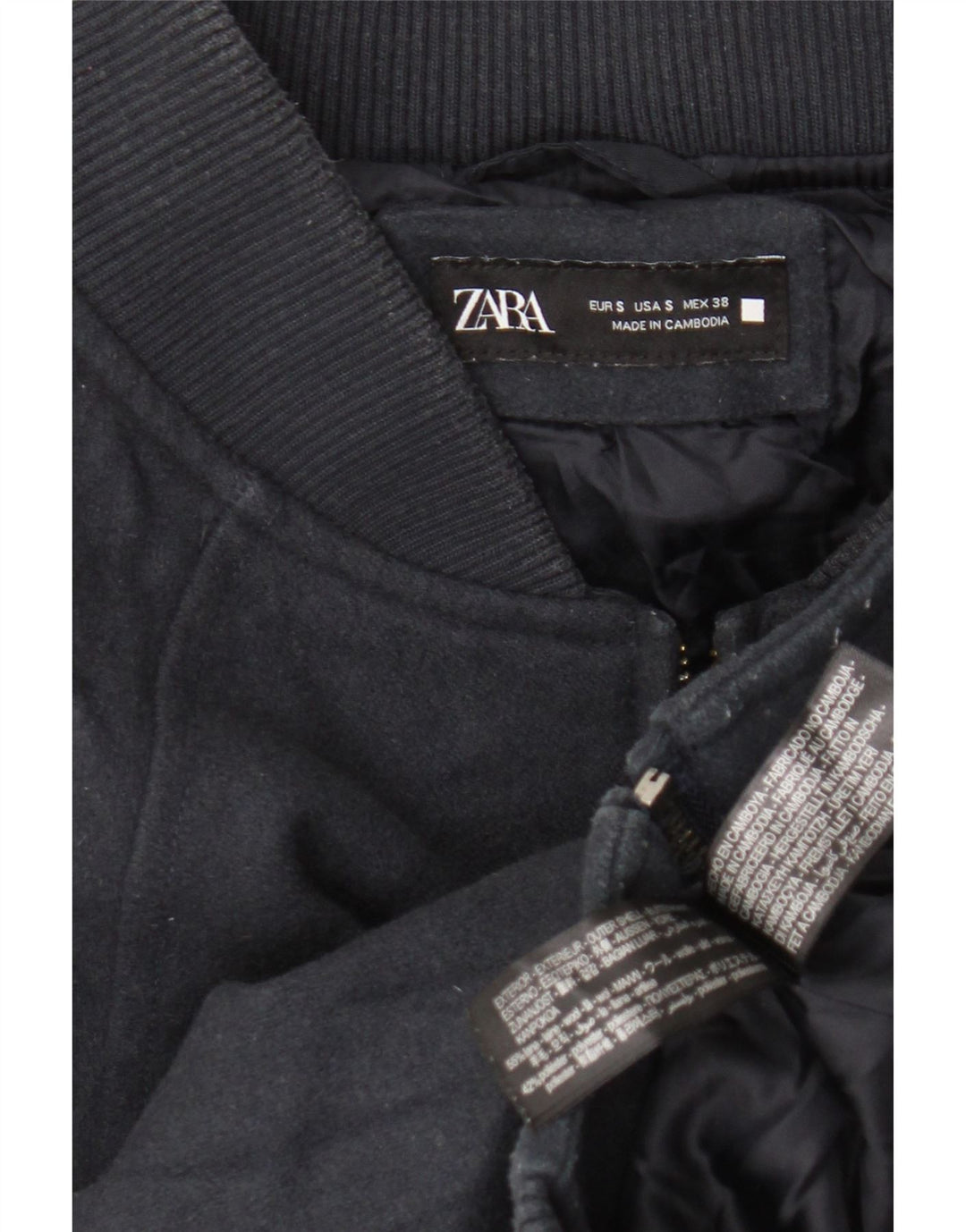 Zara Ανδρικό Loose Fit Bomber Jacket UK 36 Small Navy Blue Wool