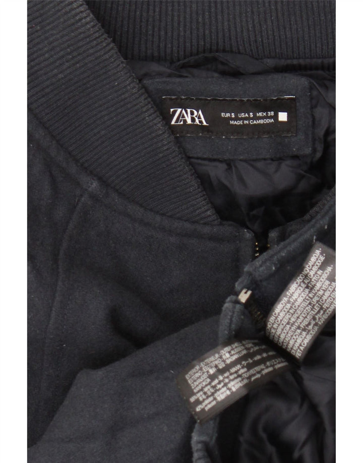 Zara Ανδρικό Loose Fit Bomber Jacket UK 36 Small Navy Blue Wool
