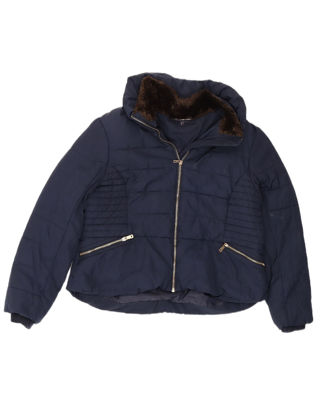 Marks & Spencer Γυναικείο μπουφάν UK 16 Large Navy Blue Polyester