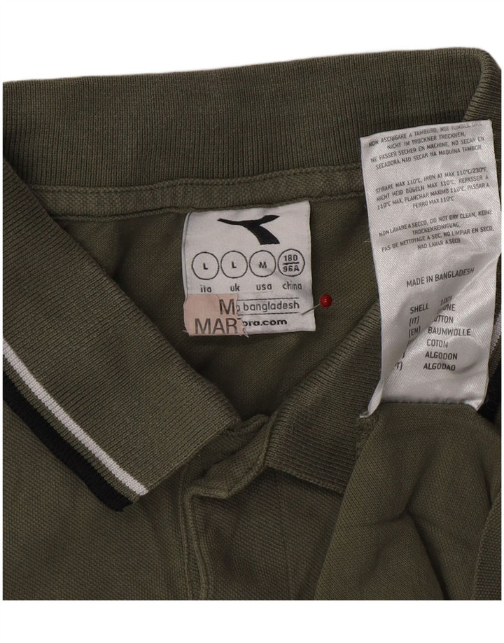 DIADORA Mens Polo Shirt Large Khaki Cotton