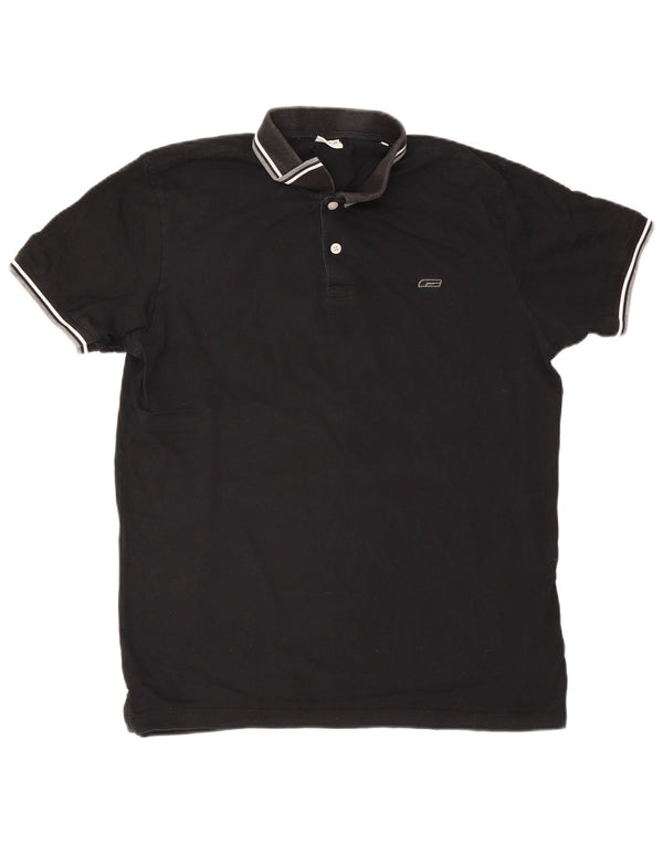 Jack & Jones Ανδρικό Πόλο Μπλουζάκι 2XL Μαύρο ριγέ βαμβακερό