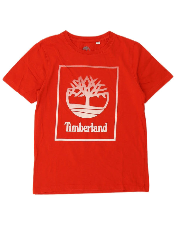 Timberland Boys κανονικό γραφικό μπλουζάκι 13-14 ετών κόκκινο βαμβακερό