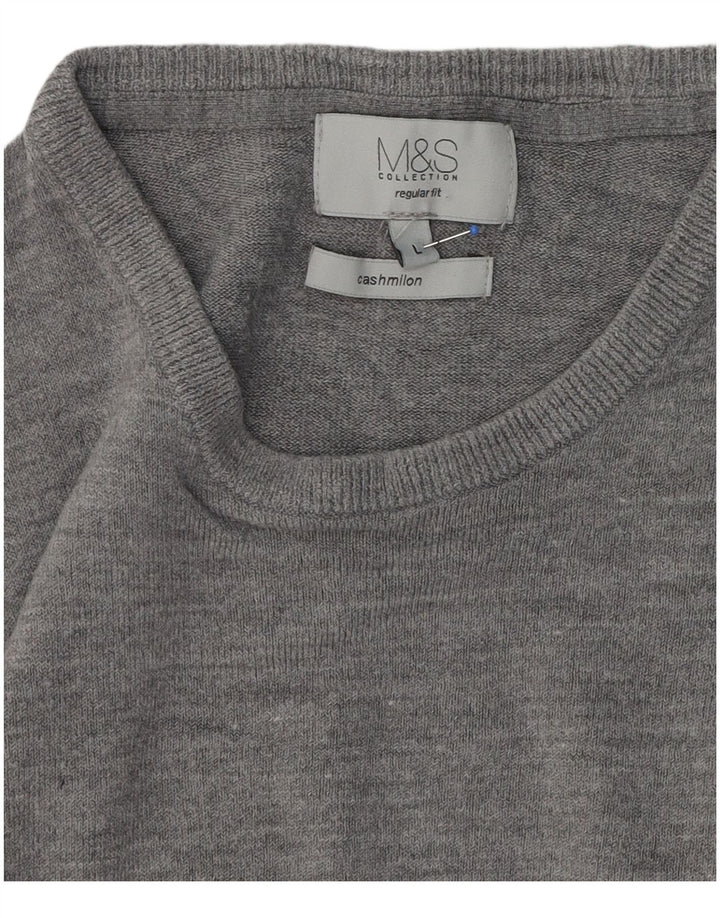 Ανδρικό πουλόβερ Marks & Spencer Regular Fit Crew Neck Jumper Large Grey