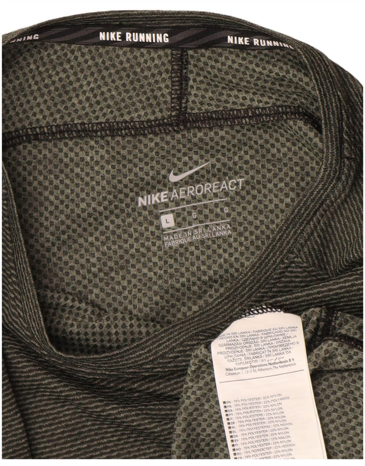 Γυναικείο τοπ Nike μακρυμάνικο UK 16 Large Khaki Pinstripe Polyester