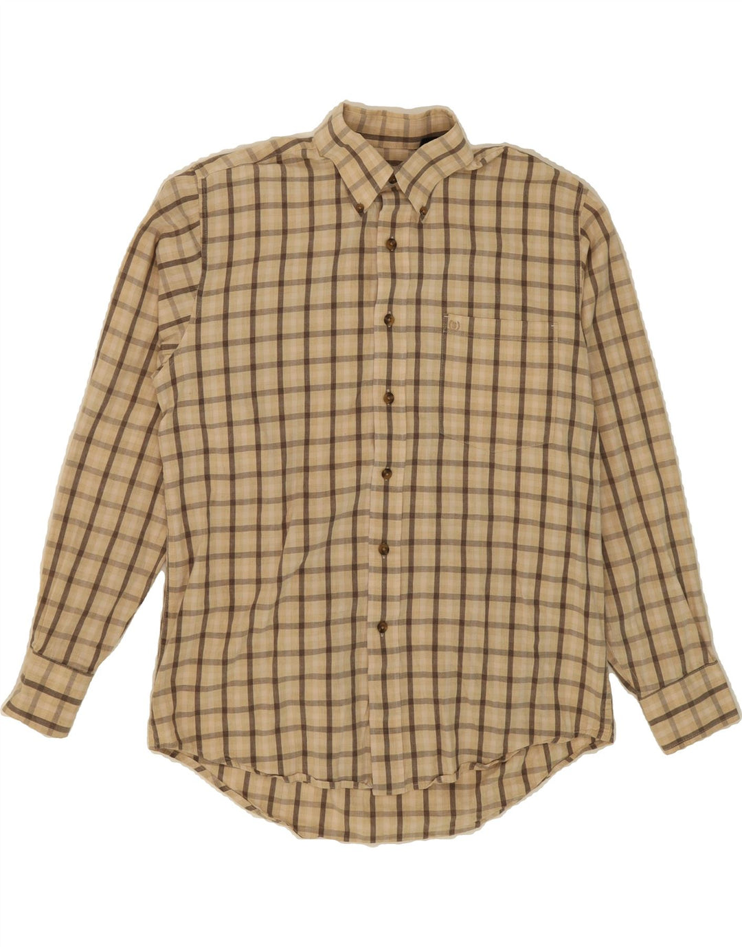 IZOD Mens Shirt Medium Beige Check Cotton Vintage Izod and Second-Hand Izod from Messina Hembry 