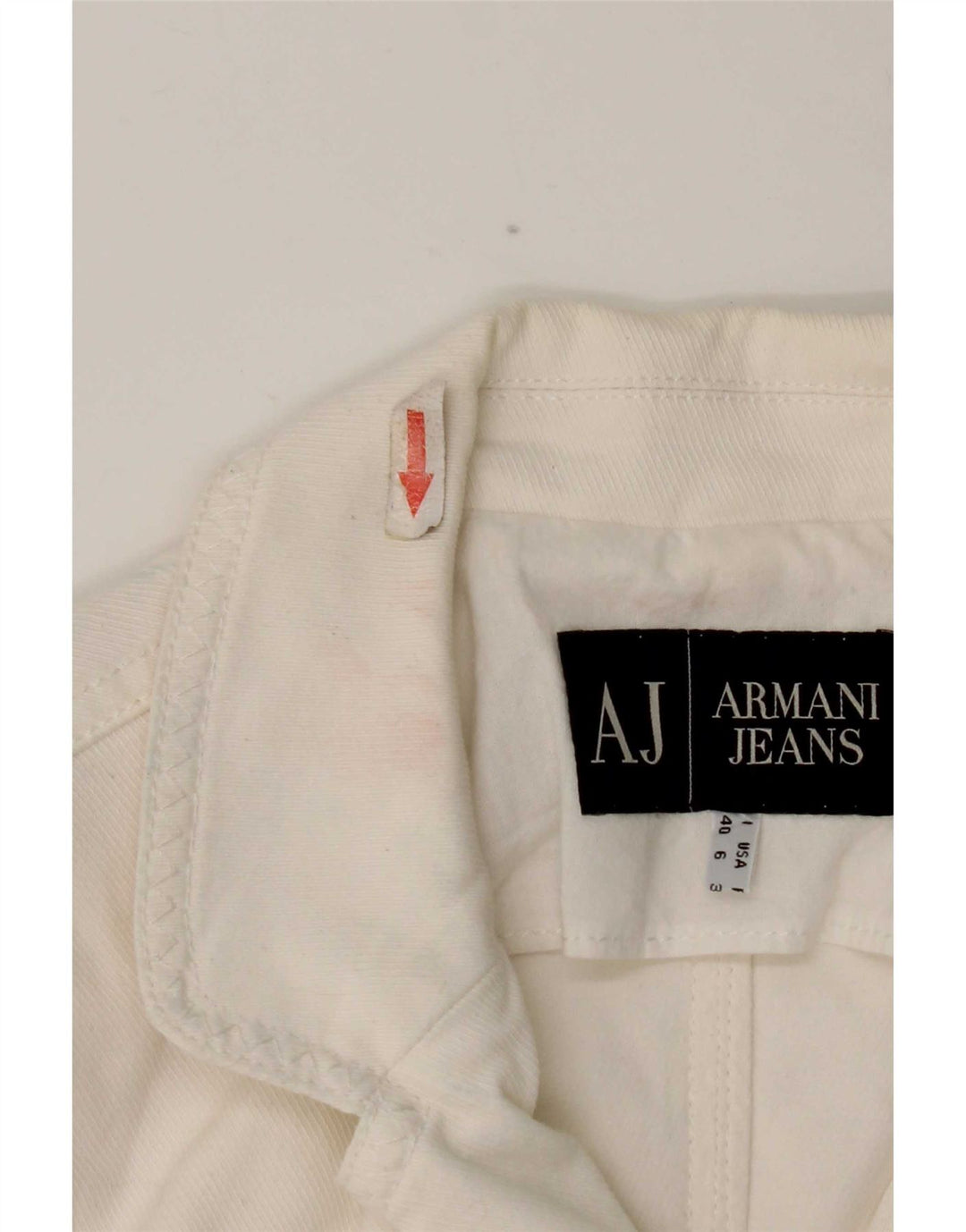 Armani Jeans Γυναικείο σακάκι 3 κουμπιών UK 10 Small λευκό βαμβακερό