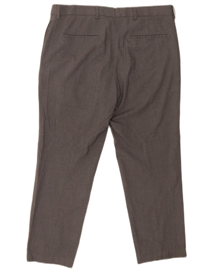 MARKS & SPENCER Mens Slim Suit Trousers W34 L25 Grey Pinstripe Polyester