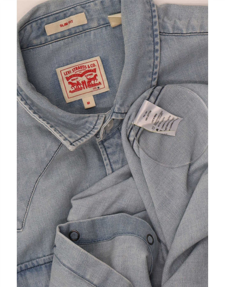 Ανδρικό τζιν πουκάμισο Levi's Slim Fit, μεσαίο μπλε βαμβακερό