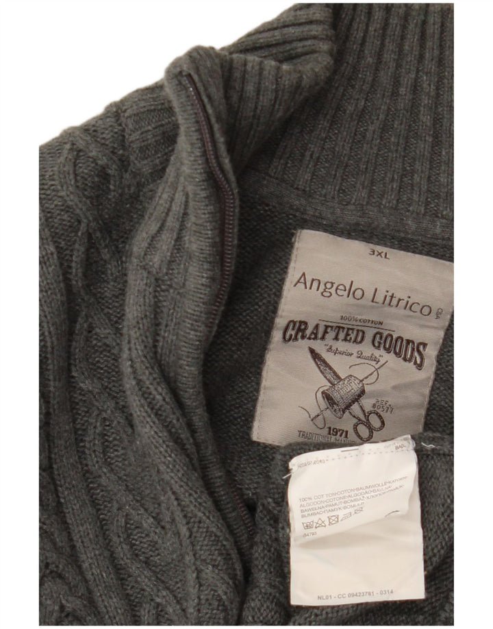 Ανδρικό πουλόβερ ζακέτα ANGELO LITRICO 3XL Γκρι βαμβακερό