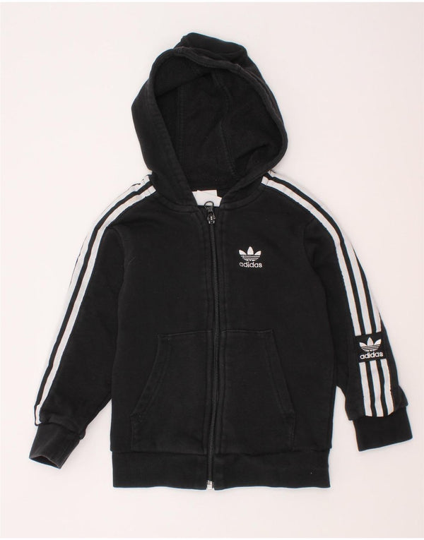 Adidas Boys Zip Hoodie πουλόβερ 2-3 ετών μαύρο βαμβακερό