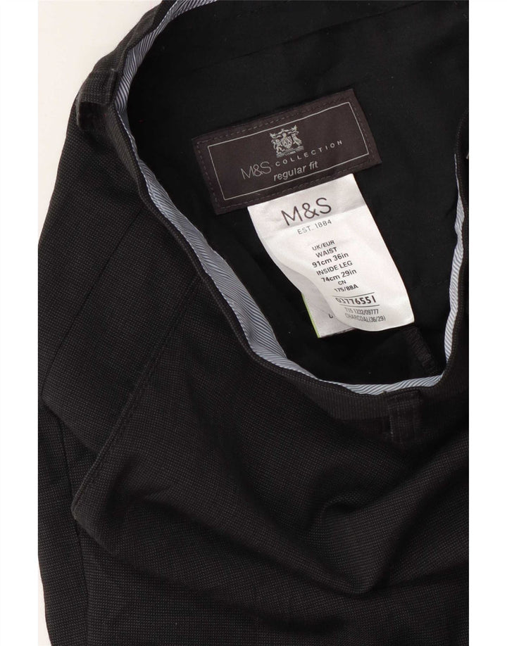 Ανδρικό παντελόνι με κανονική εφαρμογή Marks & Spencer W36 L29 Navy Blue Wool