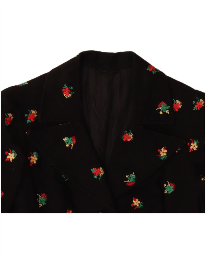 VINTAGE Γυναικείο σακάκι blazer UK 10 Small Black Floral