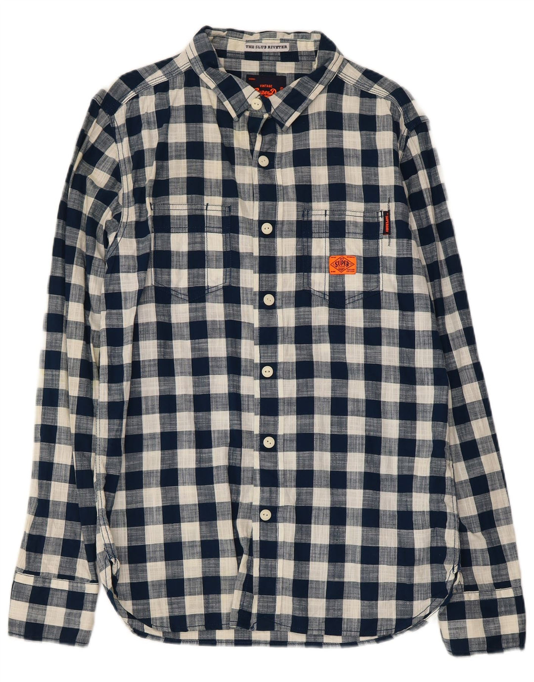 Ανδρικό πουκάμισο Superdry Μεγάλο Navy Blue Gingham Cotton