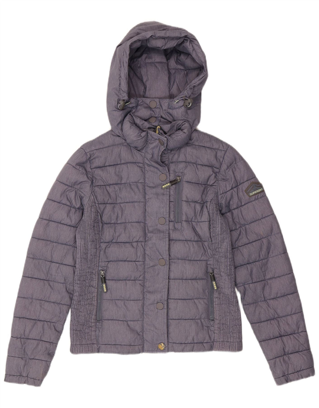 Γυναικείο μπουφάν SUPERDRY με κουκούλα με επένδυση UK 12 μεσαίο μπλε ναυτικό πολυεστέρας